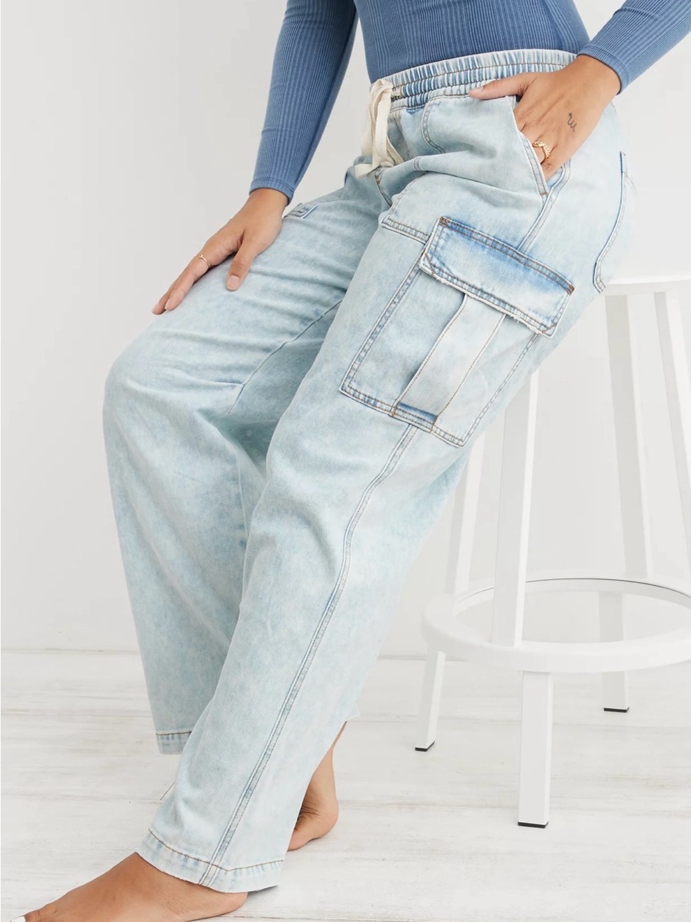 Aerie Distressed Village Cargo Pant